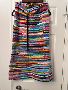 Miu Miu Multicolor Striped Crochet Midi Skirt